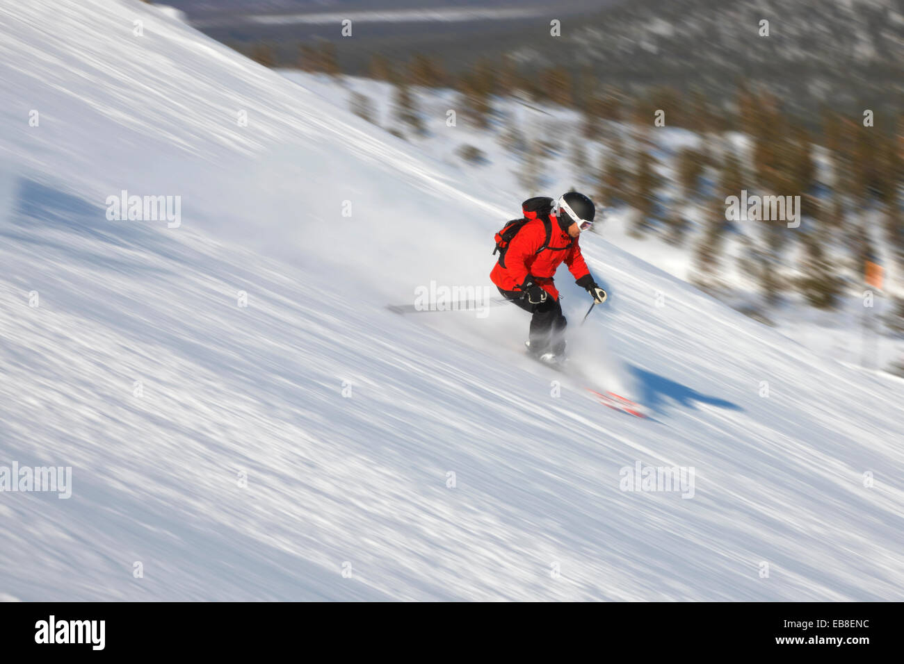 Sciatore in discesa, inverno Lapponia Foto Stock