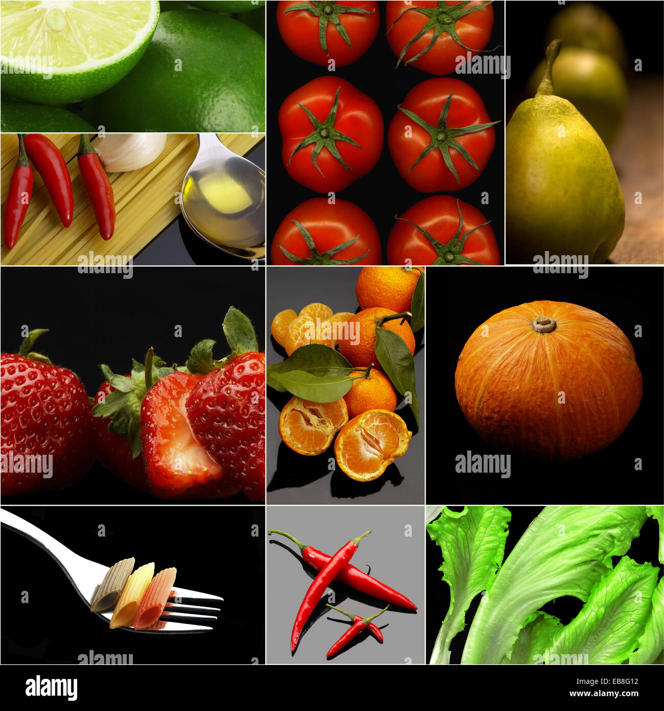 Organica Vegana Vegetariana alimenti dietetici collage umore scuro Foto Stock
