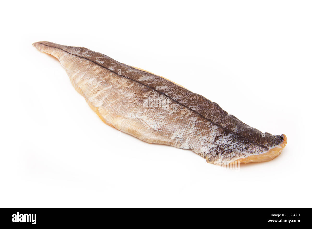 Eglefino affumicato isolato su un bianco di sfondo per studio. Foto Stock