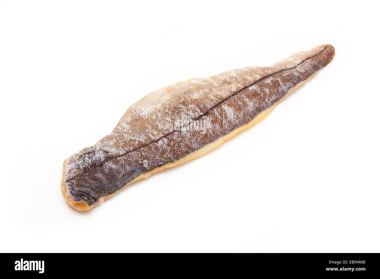 Eglefino affumicato isolato su un bianco di sfondo per studio. Foto Stock