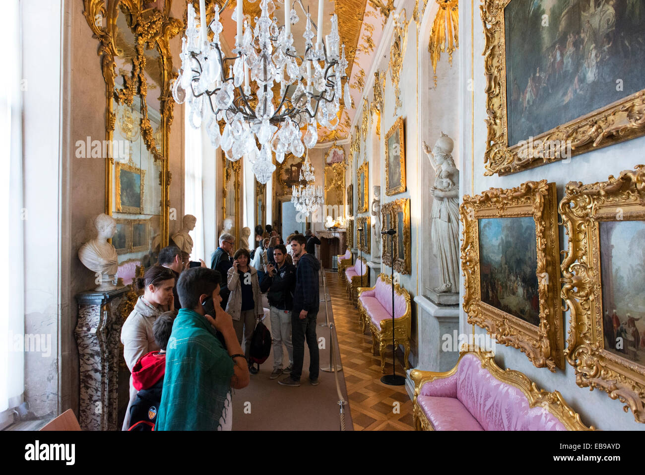 Interno di Federico il Grande il palazzo Sanssouci a Potsdam. Foto Stock