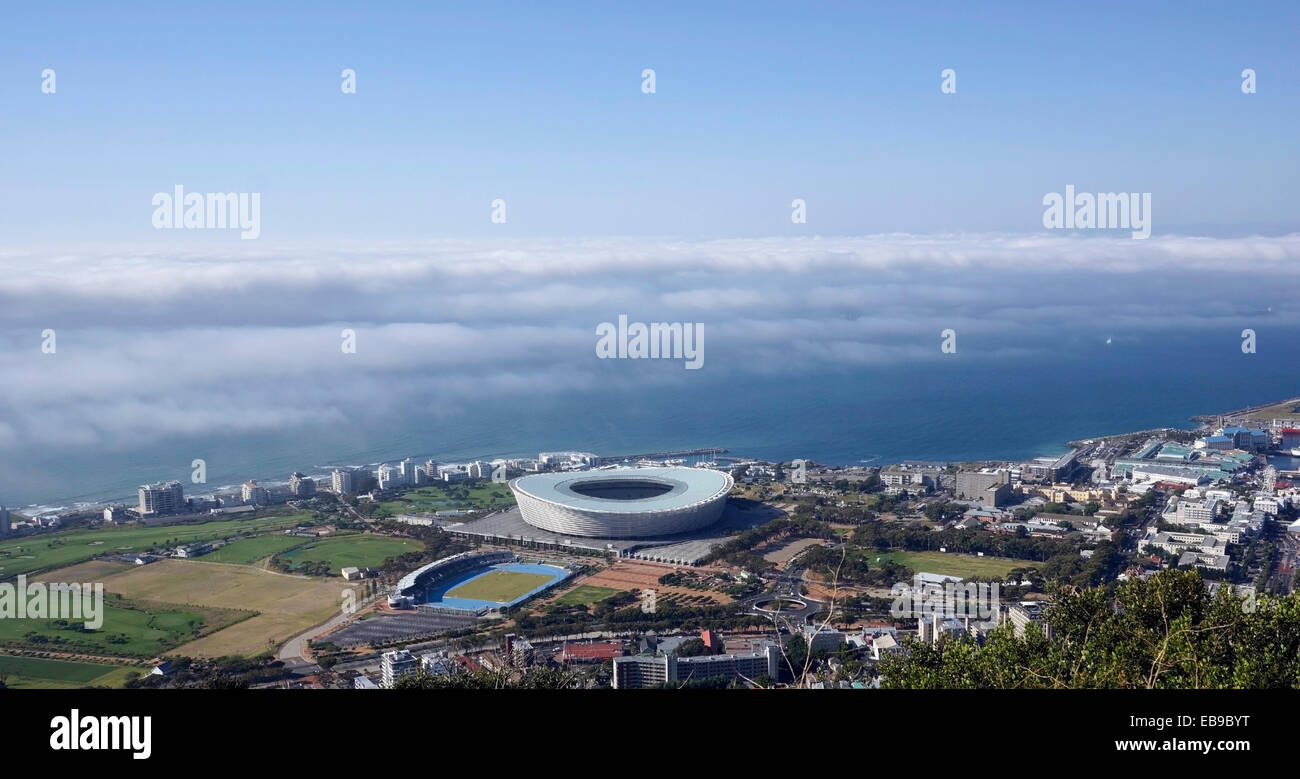 Il Cape Town Stadium come visto dalla collina di segnale, Cape Town. Foto Stock