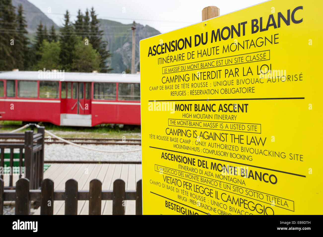 Il Tramway Du Mont Blanc, sul Col de Voza sopra Les Houches in Francia. Foto Stock
