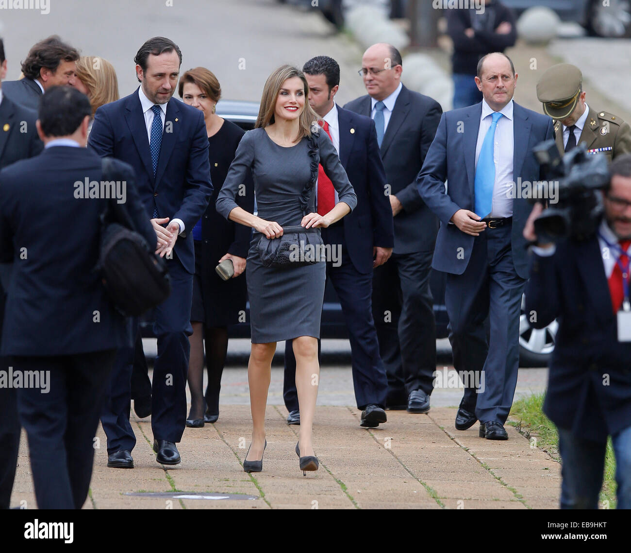 Palma de Maiorca, Spagna, Novembre 27th, 2014. Spagna"s Regina Letizia arriva a Palma de Mallorca"s università al discorso di apertura del xvii volontari nazionali del Congresso spagnolo isola delle Baleari di Maiorca. ZIXIA/Alamy Live News Foto Stock