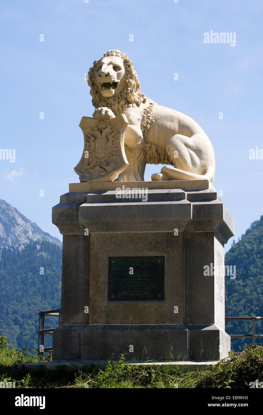 L'imperatore Franz Josef il Monumento del Leone, Traunkirchen, Salzkammergut, Austria superiore, Austria Foto Stock