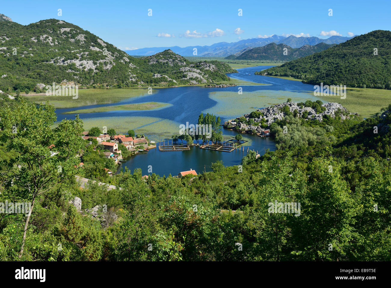 Villaggio nel Lago di Scutari Parco Nazionale, Karuc, Scutari, Montenegro, Crna Gora Foto Stock