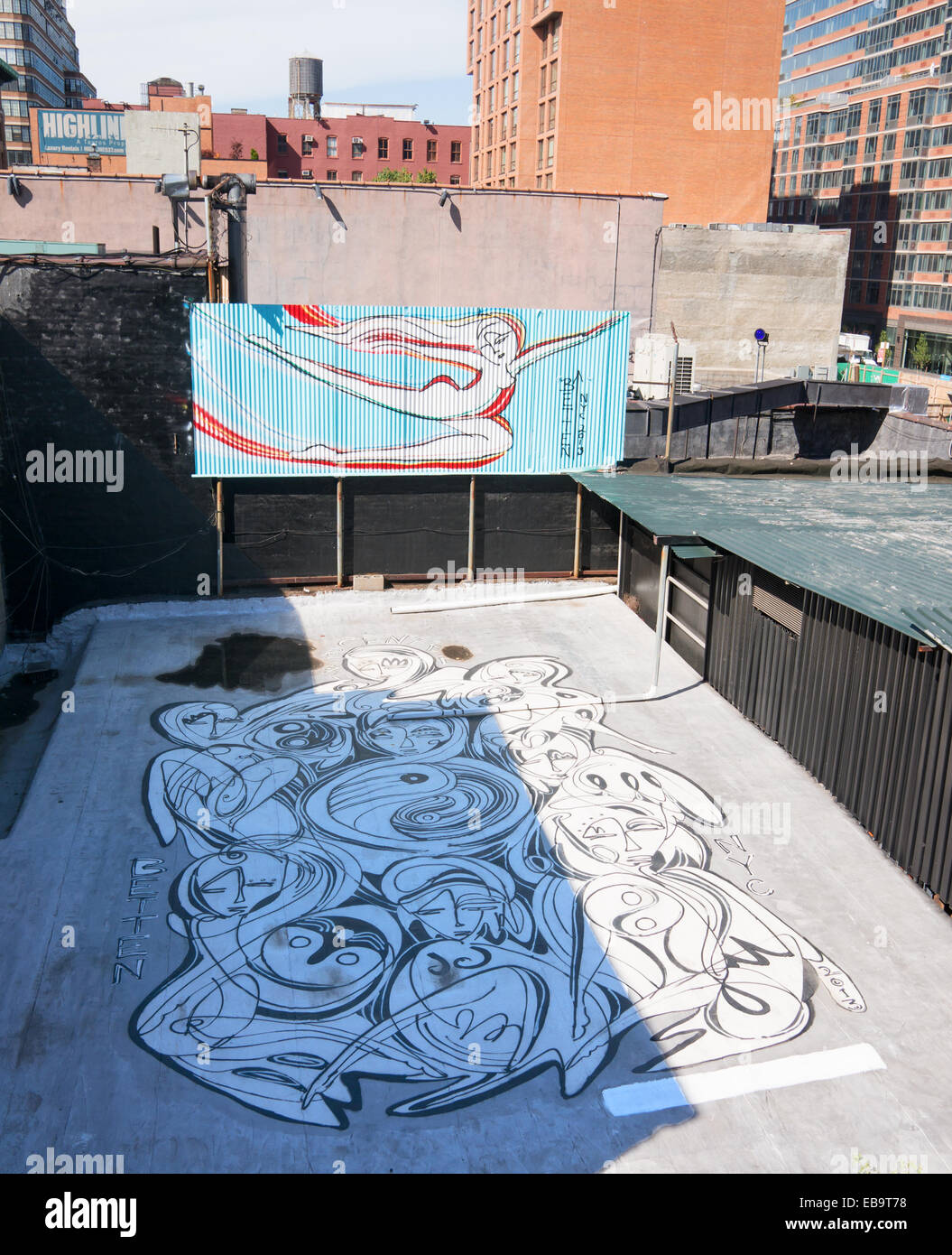 Murale di Artista Giordano Betten, visto dalla linea alta, New York City, Stati Uniti d'America Foto Stock