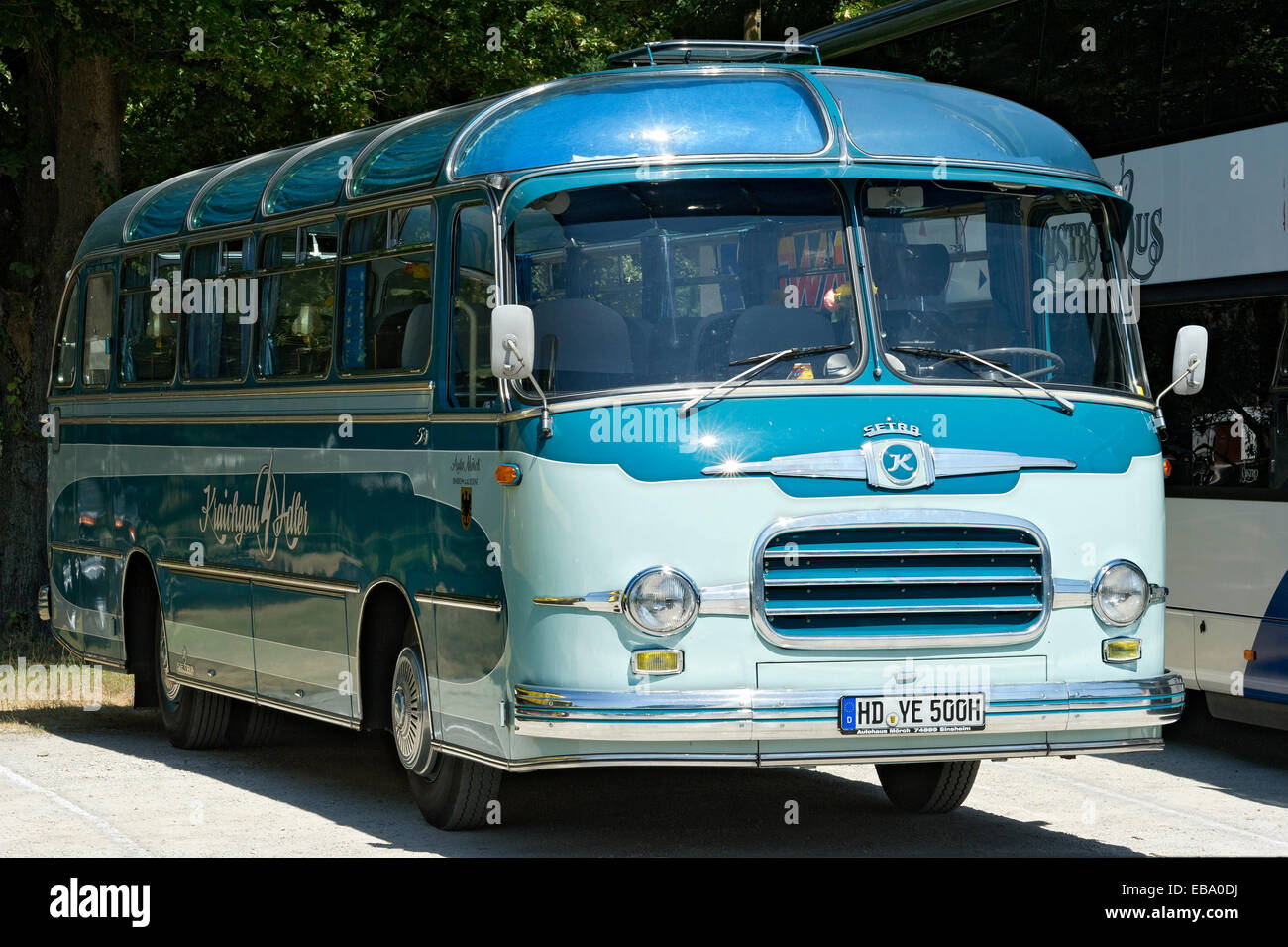 Vintage Setra S9 autobus da turismo, costruito nel 1960, Landshut, Bassa Baviera, Baviera, Germania Foto Stock