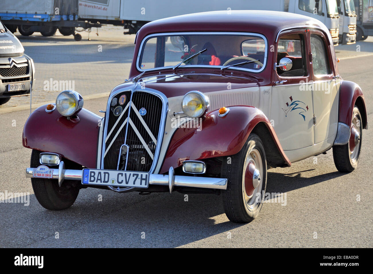 Vintage Citroën Avant trazione, costruita intorno al 1951, Messe Karlsruhe Karlsruhe, Baden-Württemberg, Germania Foto Stock