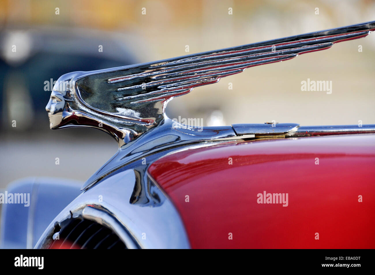 Donna&#39;s testa ornamento del cofano, vintage Citroën Avant trazione, costruita intorno al 1951, Messe Karlsruhe Karlsruhe Foto Stock