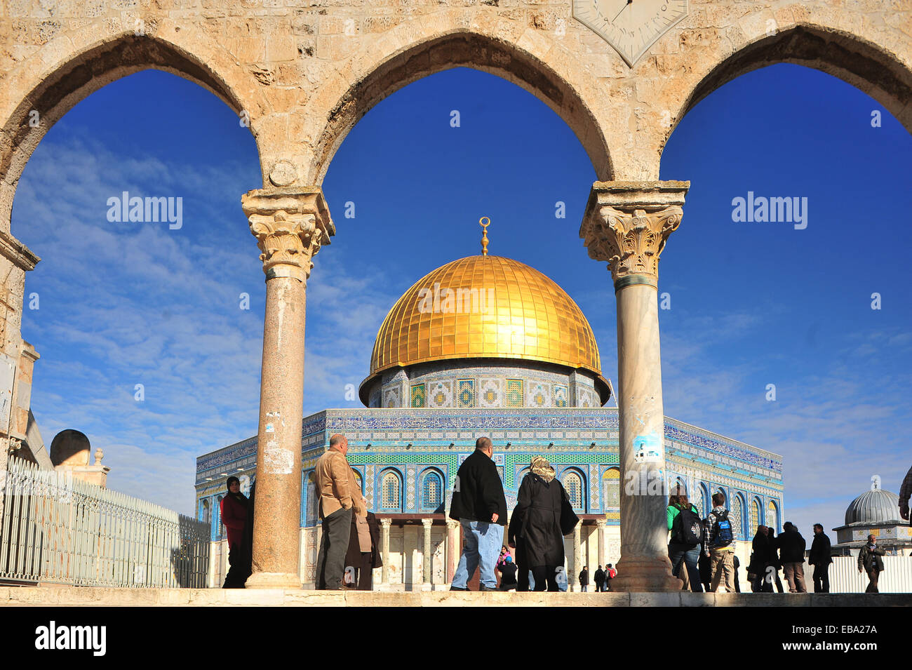 La Cupola della roccia, uno dei principali santuari dell Islam, il Monte del Tempio, la Città Vecchia di Gerusalemme, Israele Foto Stock