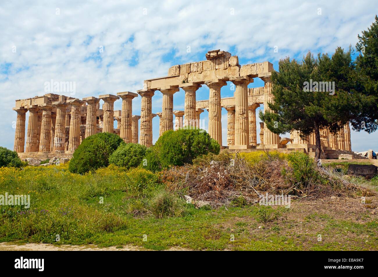 Rovine del tempio greco dal settimo secolo A.C. Provincia di Trapani Selinunte Sicilia Italia. Foto Stock