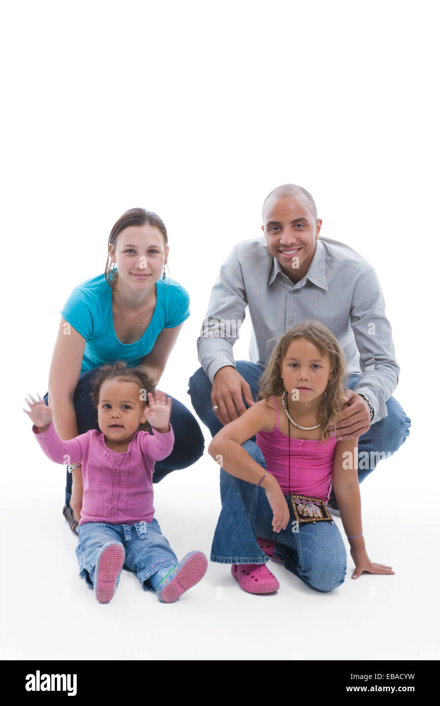 Ritratto di una famiglia in studio, Foto Stock