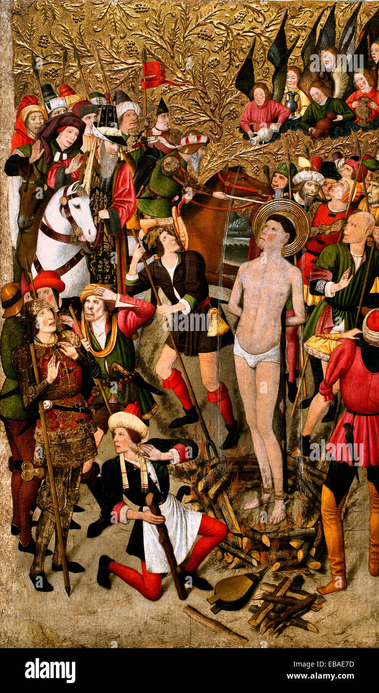 Saint Vincent al rogo ( Chiesa di Sant Vicenç de Sarrià ) 1455 Jaume Huguet (1412 - 1492) Spagna medievale spagnola di arte gotica Foto Stock