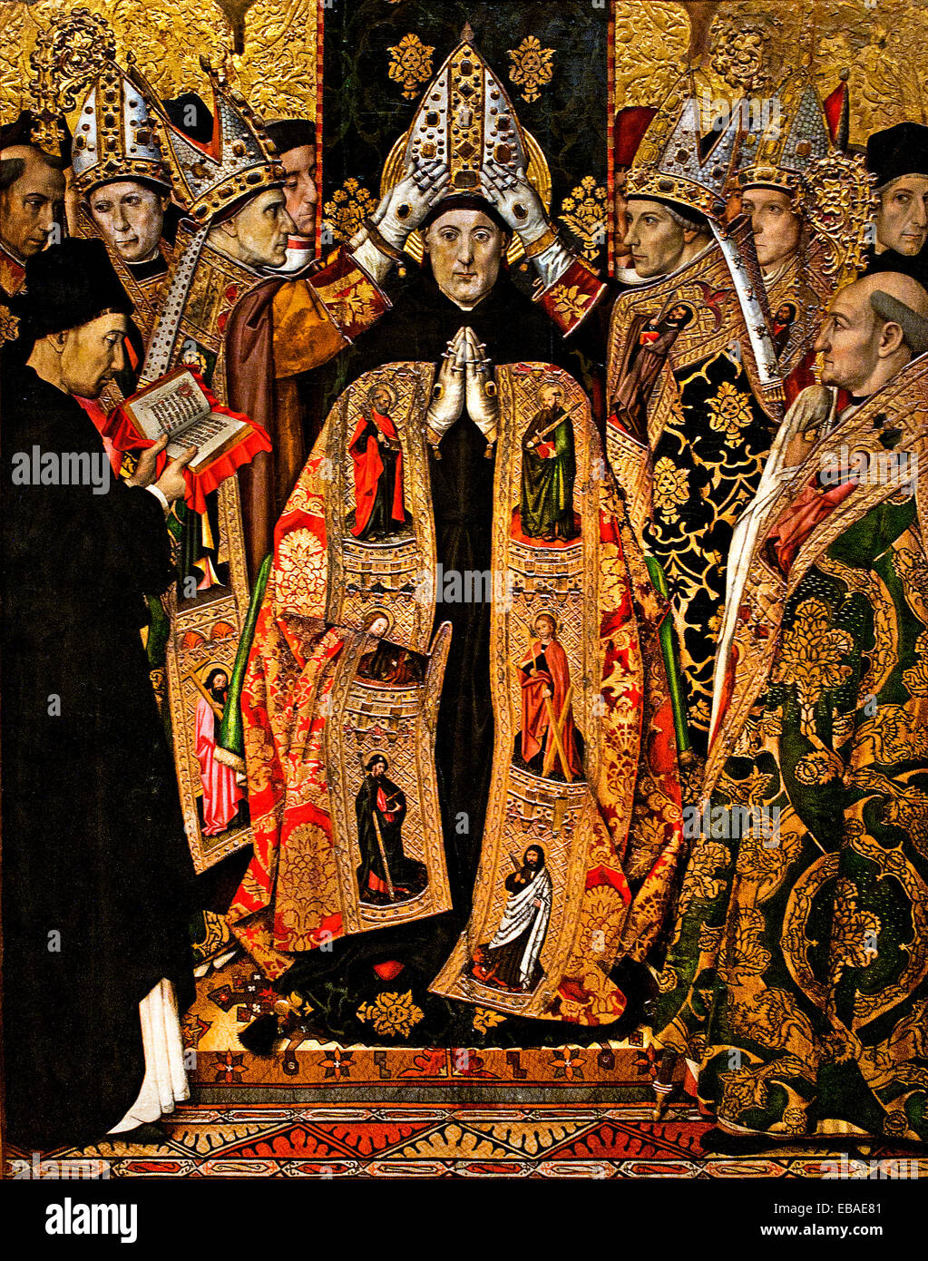 Consacrazione di Sant Agostino 1663 Jaume Huguet (1412 - 1492) Chiesa di Sant Agustí Vell di Barcellona. Spagna medievale spagnola di arte gotica Foto Stock