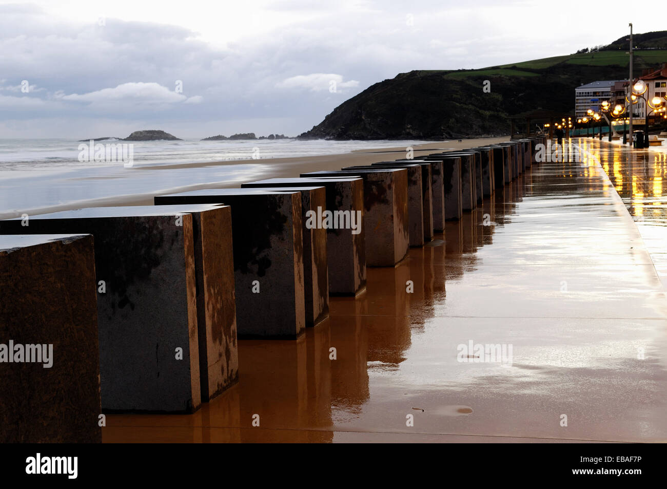 Zarautz boardwalk, Paesi Baschi, Euskadi, Euskal Herria Foto Stock