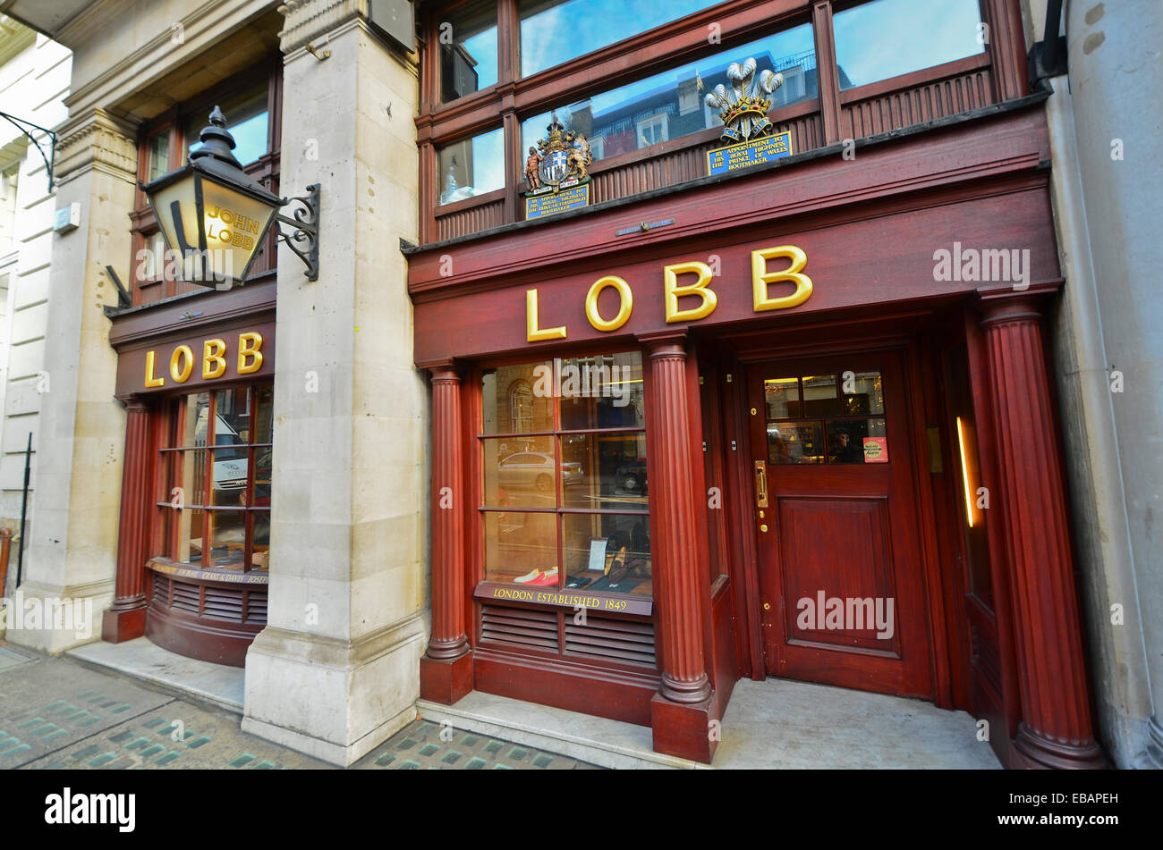 Esterno del John Lobb, boot & calzolaio in St James St, Londra, SW1. Titolare di diversi royal warrant. Foto Stock