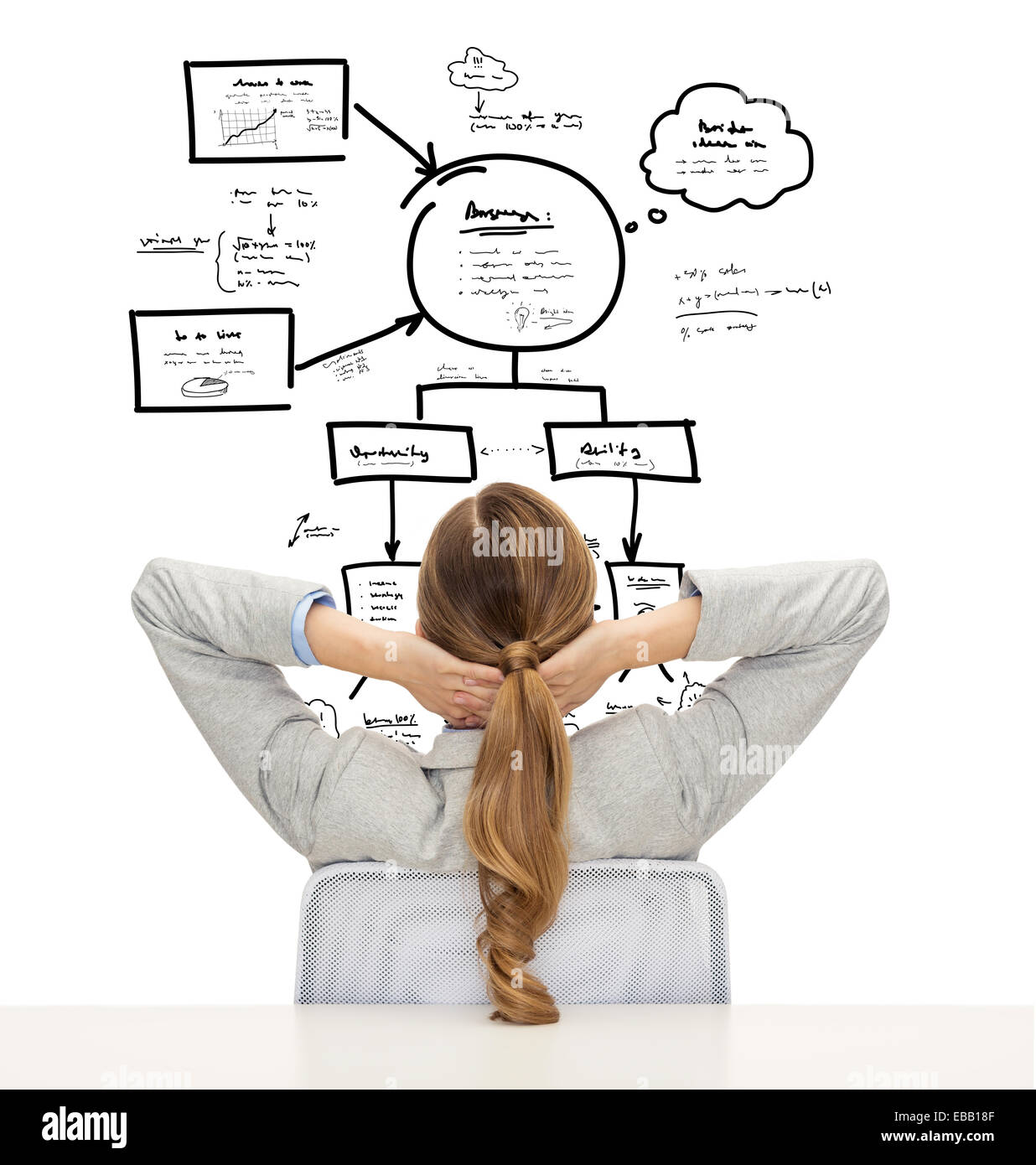 Imprenditrice o un insegnante in tuta da indietro Foto Stock