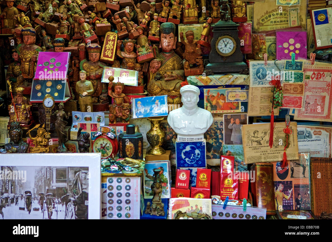 Hong Kong, il mercato delle pulci vicino a Hollywood Road. Foto Stock