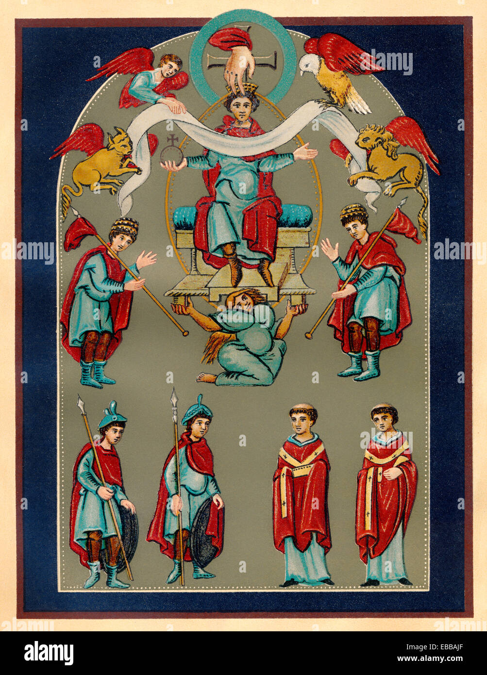 Pagina dei Vangeli di Ottone III, illuminato Evangeliario, c. 1000, eine Seite des Evangeliar Ottos III. oder Evangeliar Heinrich Foto Stock