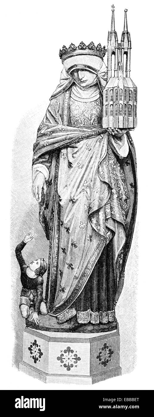 Figura in legno di Santa Elisabetta Santa Elisabetta è la Chiesa, Marburg, Hesse, Germania, Europa , Holzfigur der Heiligen Elisabeth, Elisa Foto Stock