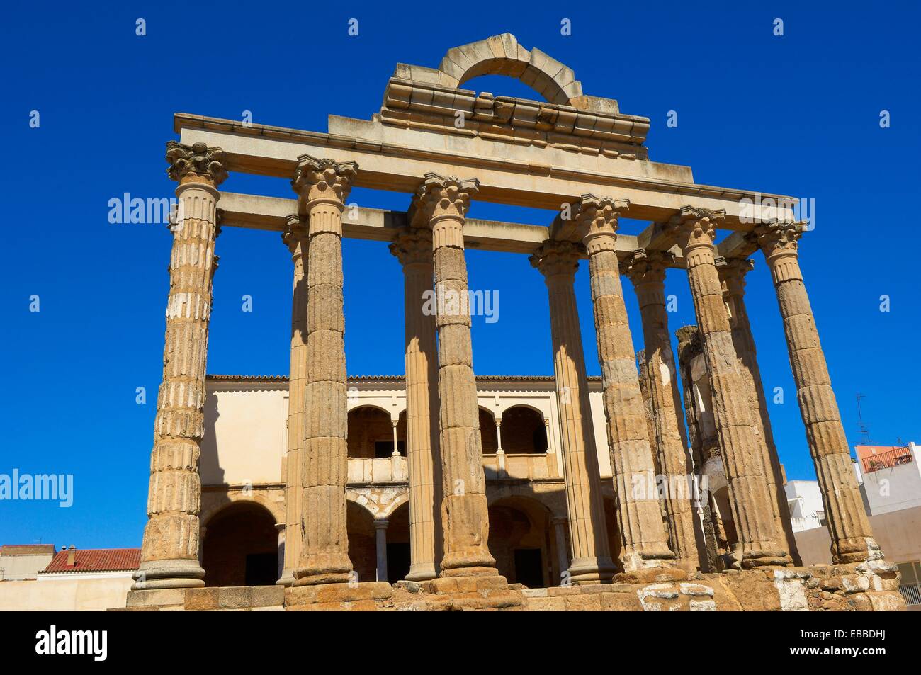 Storia antica antichità archeologia dettagli architettonici architettura città di Badajoz immagine a colori giorno colonna dettaglio Diana Foto Stock