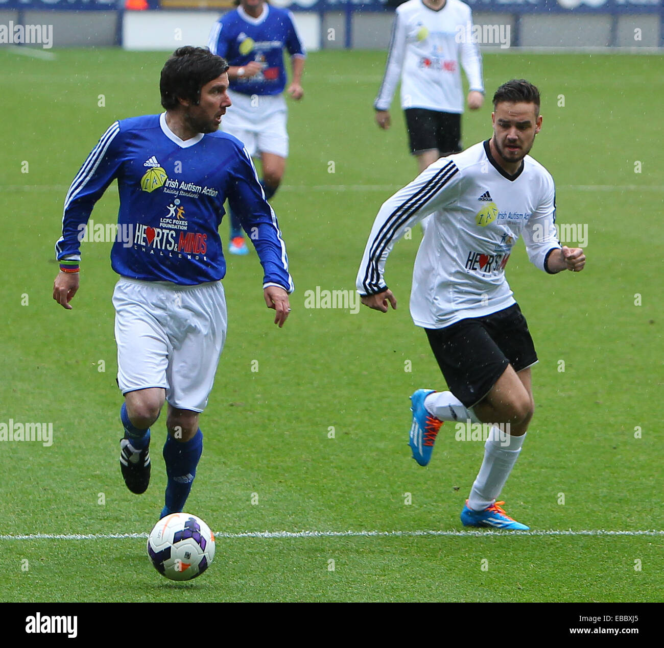 Una direzione ospitare una partita di calcio per raccogliere fondi per autismo irlandese azione al King Power Stadium di Leicester offre: Muzzy Izzet,Liam Payne dove: Leicester, Regno Unito quando: 26 Maggio 2014 Foto Stock