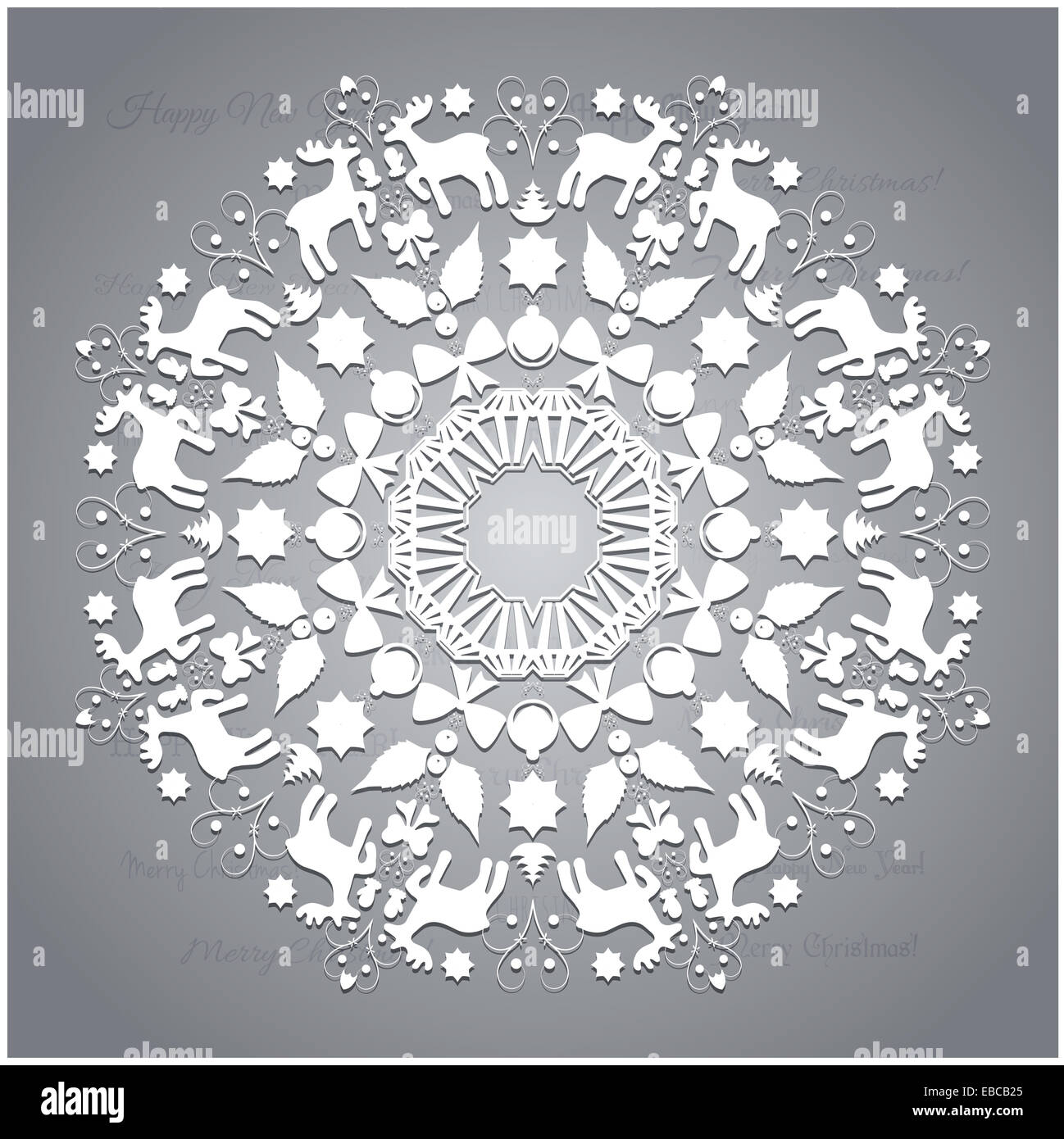 Cerchio ornamento, round ornamentali pattern geometrico, natale decorazione a fiocco di neve Foto Stock