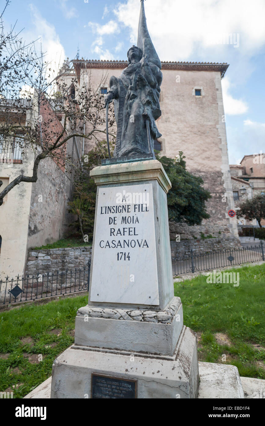 Moià,Catalogna,Spagna.statua Rafael Casanova. Foto Stock