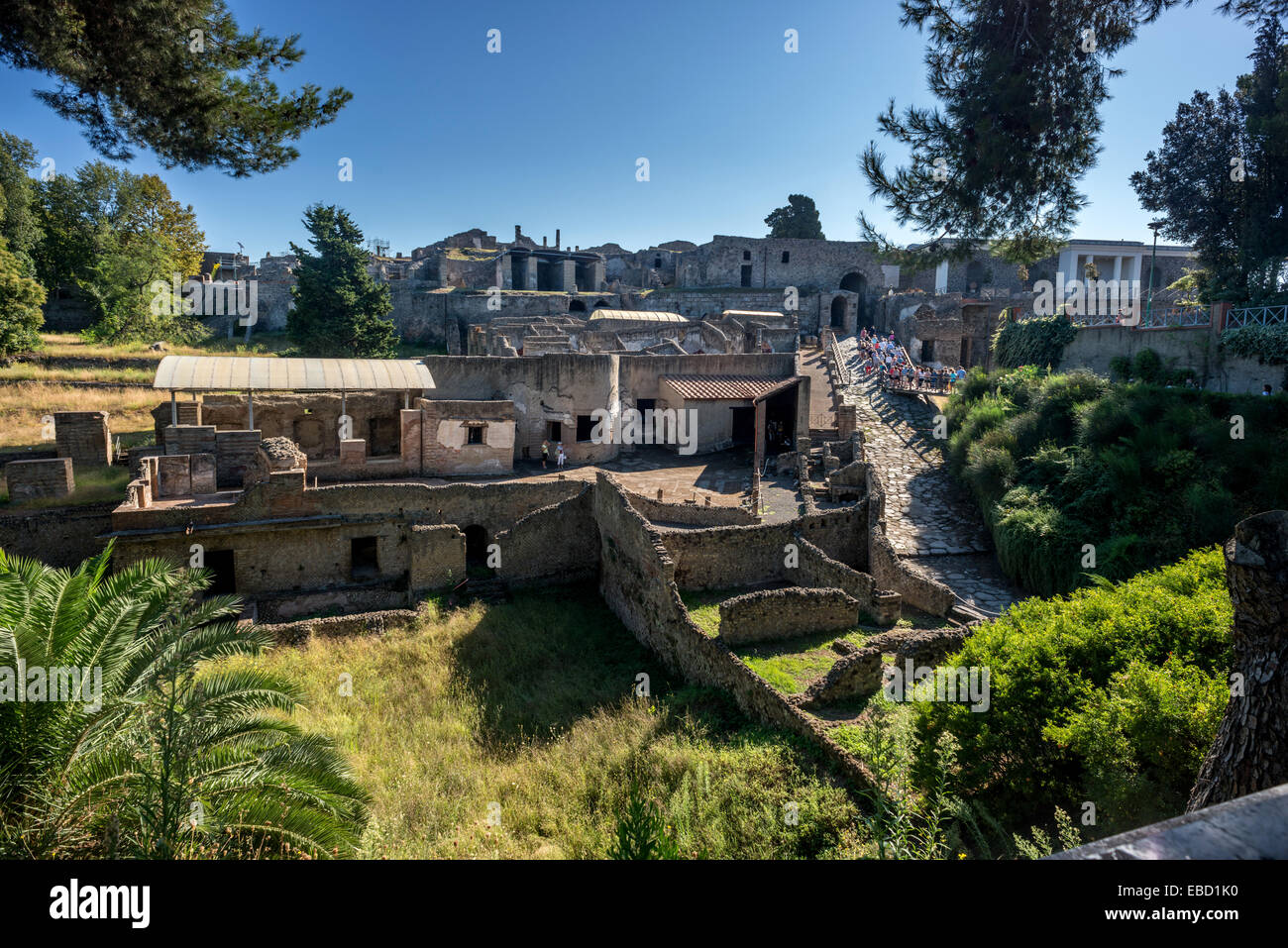 Abbandonate le antiche città di Pompei, nella baia di Napoli. Foto Stock