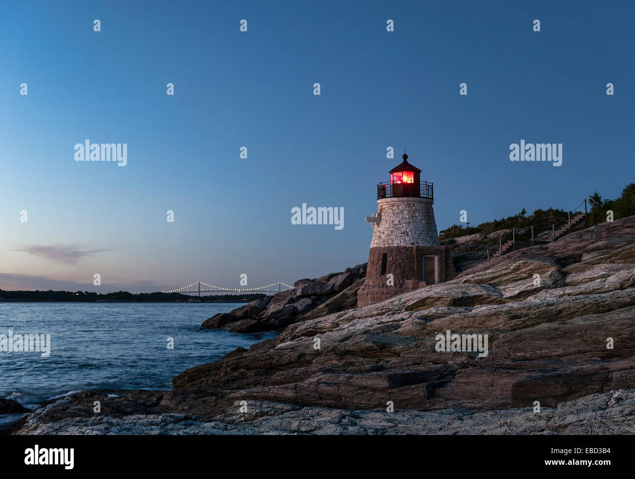 Castle Hill lighthouse, Newport, RI, Rhode Island, STATI UNITI D'AMERICA Foto Stock