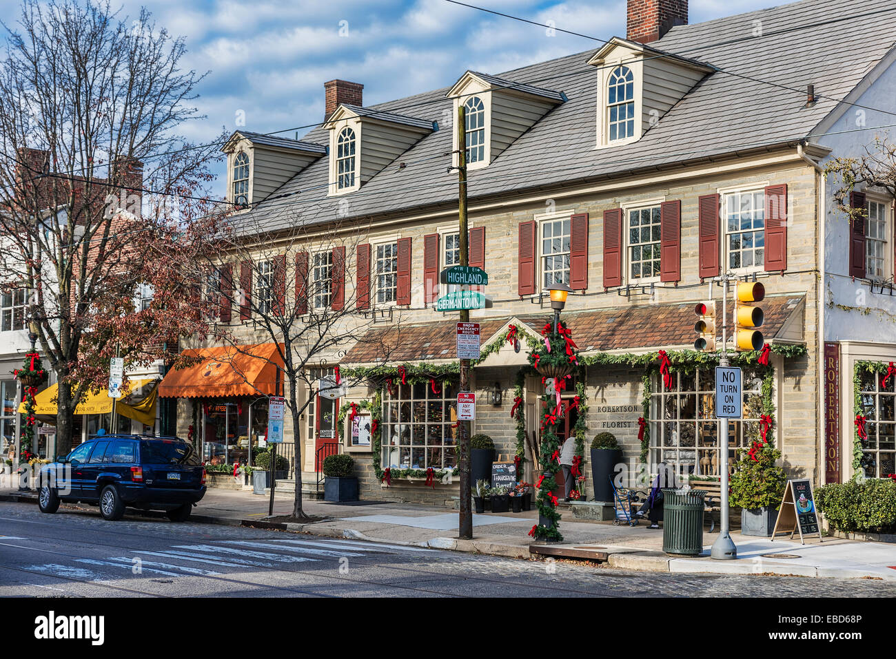 Negozi di vacanze in Chestnut Hill, Pennsylvania, STATI UNITI D'AMERICA Foto Stock