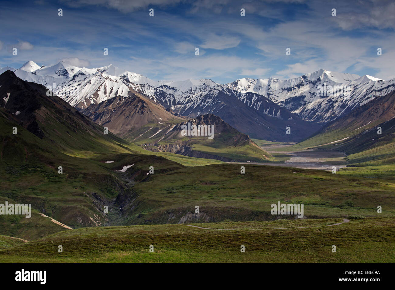 Paesaggio con montagne, Parco Nazionale di Denali, Alaska, STATI UNITI D'AMERICA Foto Stock