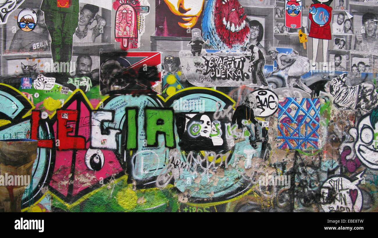 Graffiti su un muro a Barcellona Foto Stock
