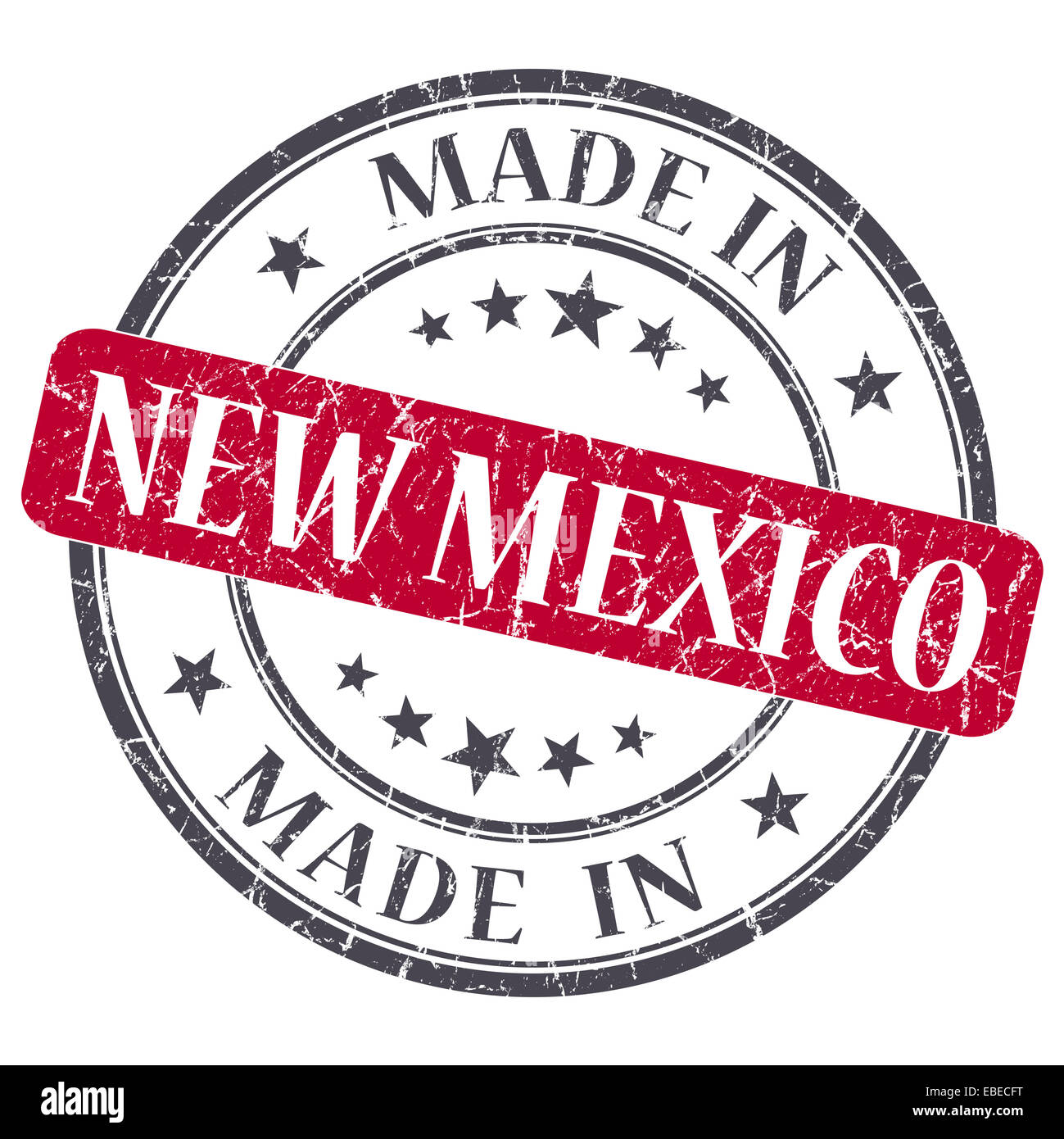 Realizzati in Nuovo Messico rotondo rosso grunge francobollo isolato Foto Stock
