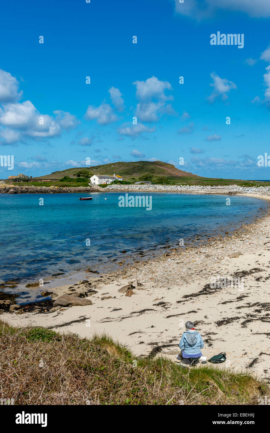 Grande Par beach. Bryher. Isole Scilly. La Cornovaglia. Regno Unito Foto Stock