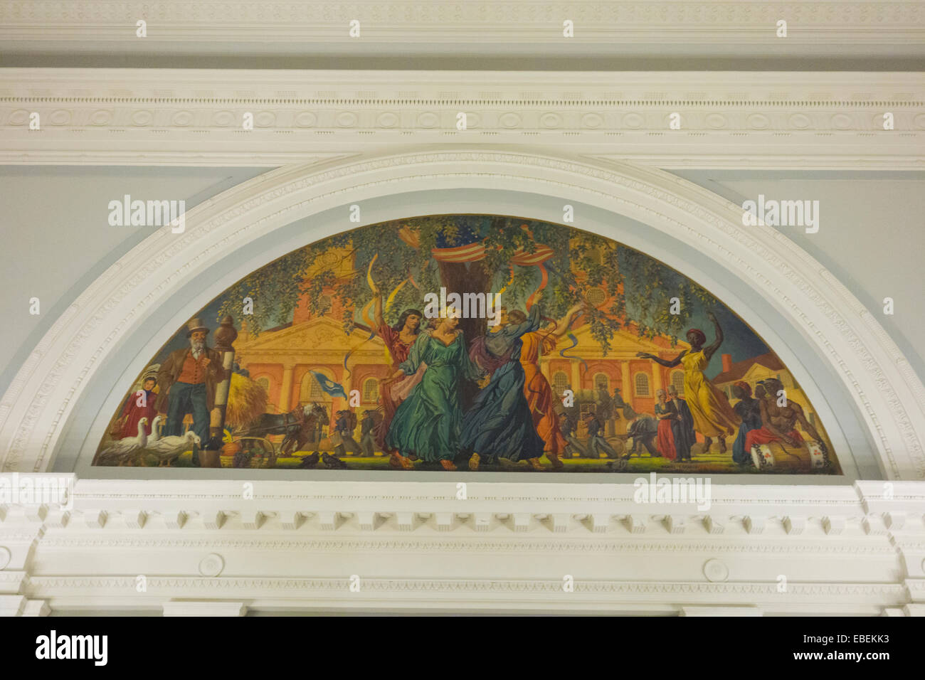 New Haven free public library murales in CT Foto Stock