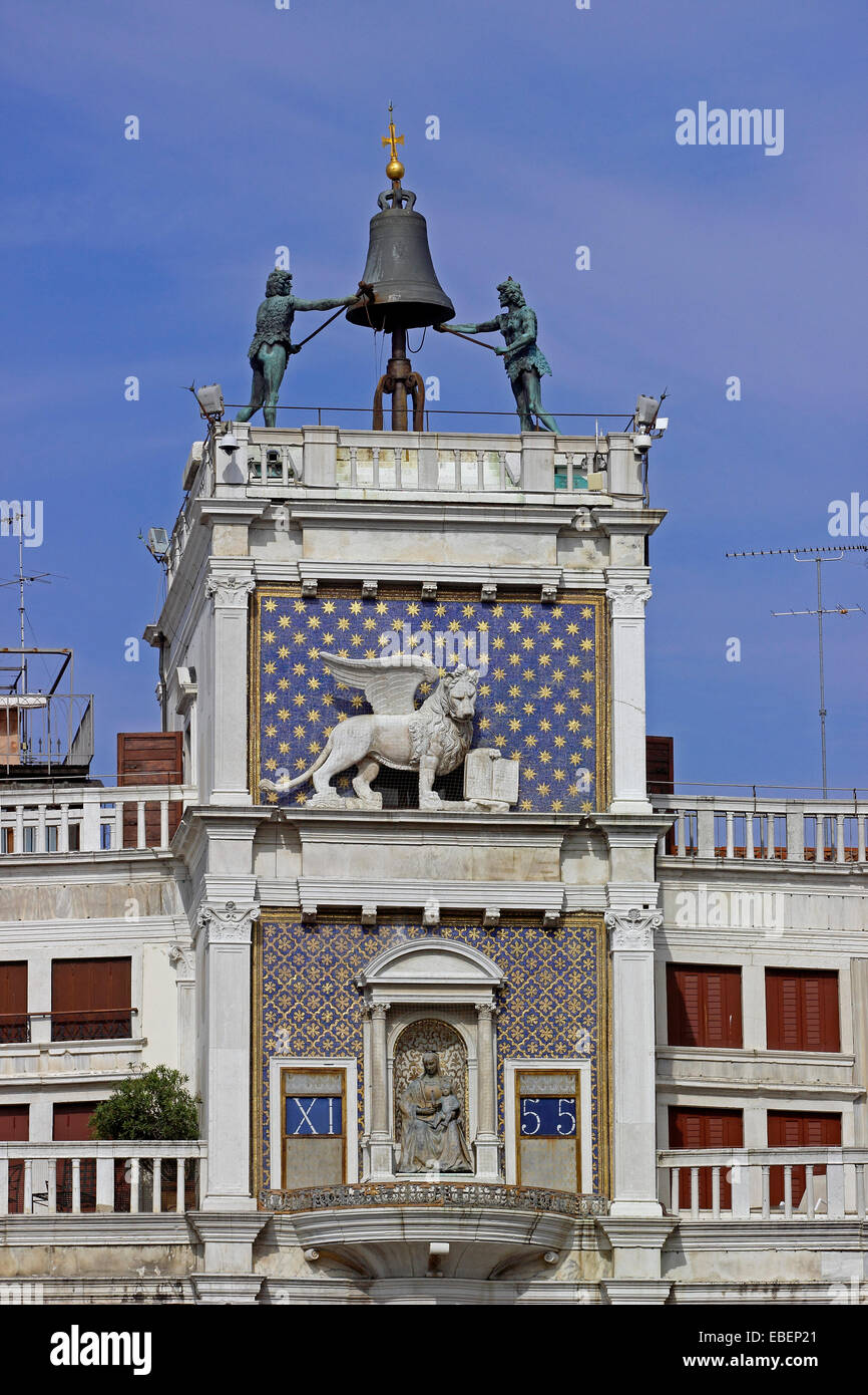 Venezia San Marco Torre dell Orologio da Piazza Foto Stock