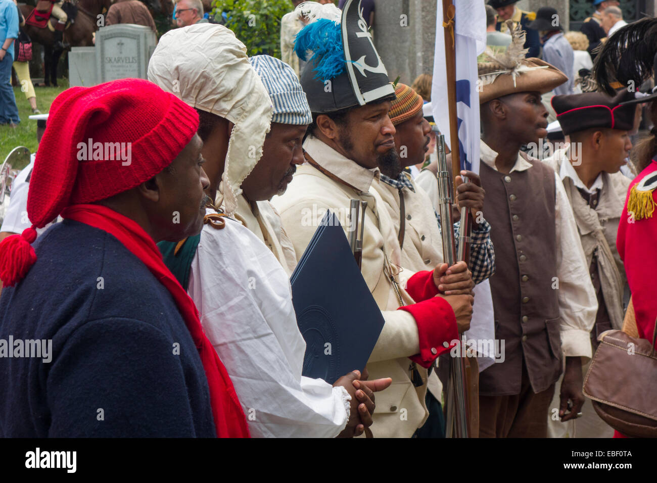Battaglia di Brooklyn rievocazione nel cimitero di Greenwood Foto Stock