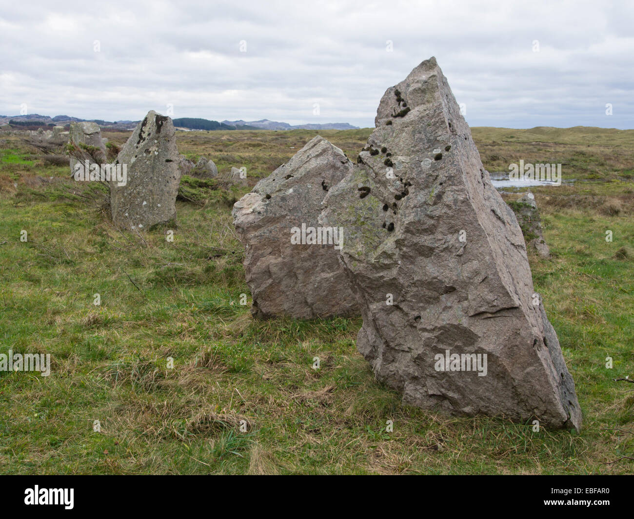 Dragon's denti sulla fortificazione Brusand, Jaeren Rogaland in Norvegia , utilizzato dai tedeschi in WW II lungo norvegese costa ovest Foto Stock