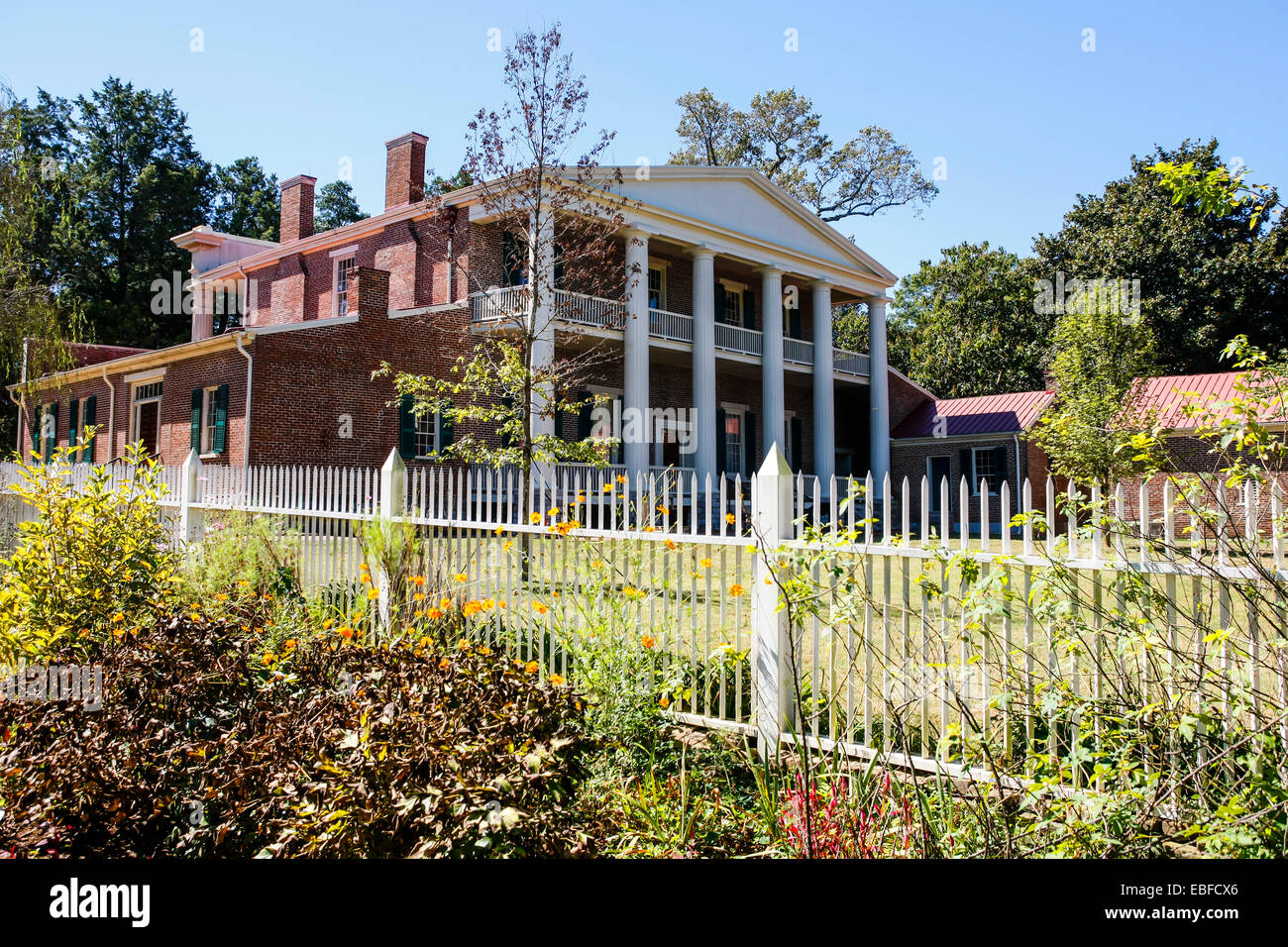 Vista dell'Eremo Mansion. Casa del Presidente Andrew Jackson nel Tennessee Foto Stock