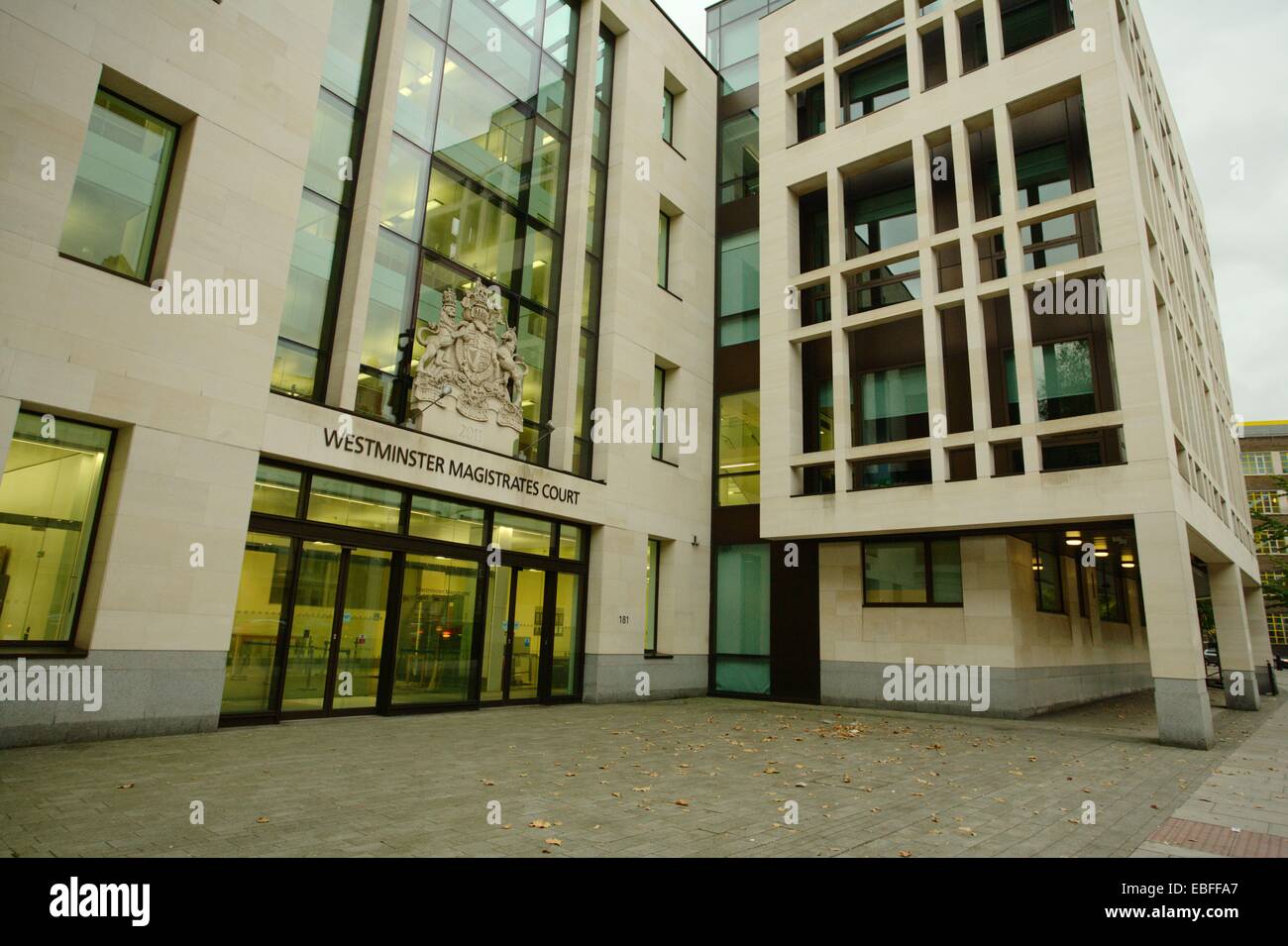 Vista generale GV di Westminster Magistrates Court, 181 Marylebone Road, Londra, Gran Bretagna, NW1 5BR Foto Stock