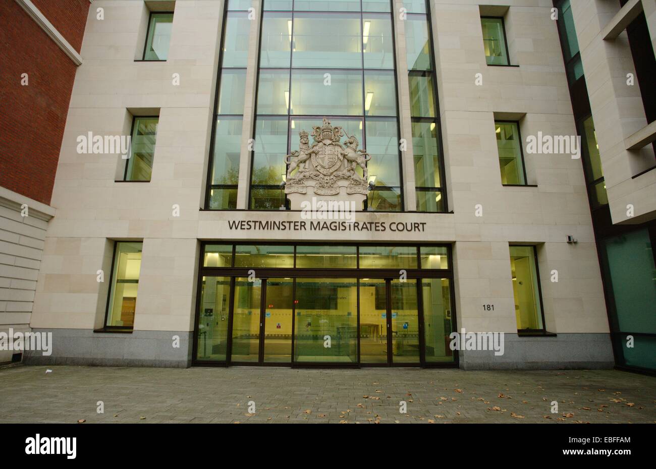 Vista generale GV di Westminster Magistrates Court, 181 Marylebone Road, Londra, Gran Bretagna, NW1 5BR Foto Stock