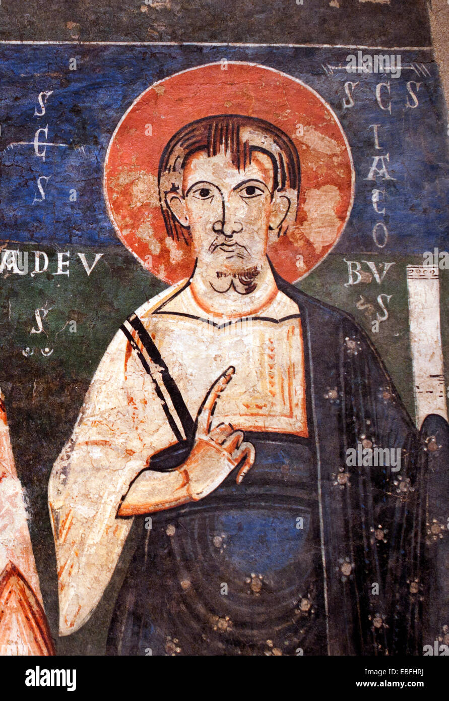 Apostolo dalla Àger 1° secolo Taddeo e James chiesa di Sant Pere d'Àger Noguera Master di Pedret medievale romanica in Spagna Foto Stock