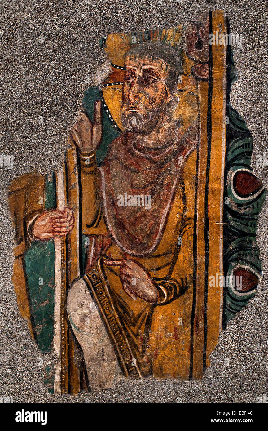 Cristo della Corona di Spine da Sant Esteve d'Andorra 1200 Master of Saint Esteve d'Andorra. Affresco Spagna - Spagnolo Foto Stock