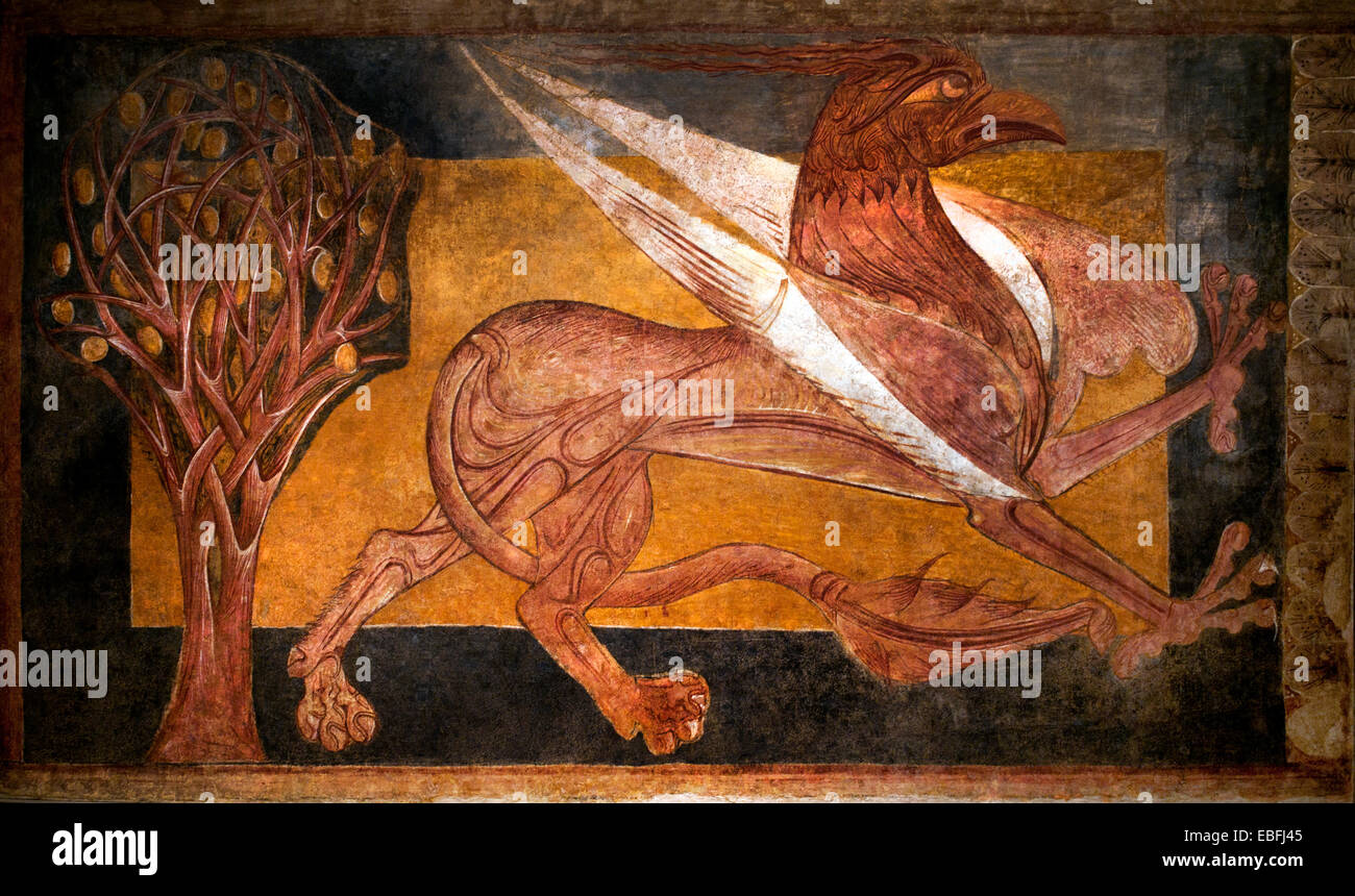 Arlanza Castiglia Burgos abbazia benedettina di San Pedro de Arlanza medievale Arte Romanica 1210 affresco Spagna - Spagnolo Foto Stock