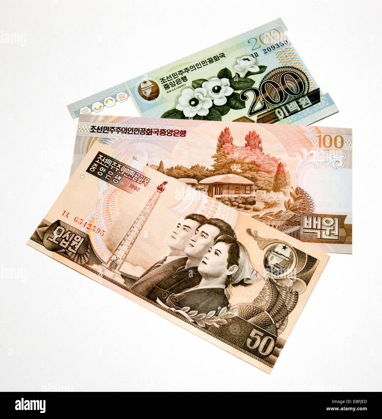 La Corea del Nord ha vinto Banconote Foto Stock
