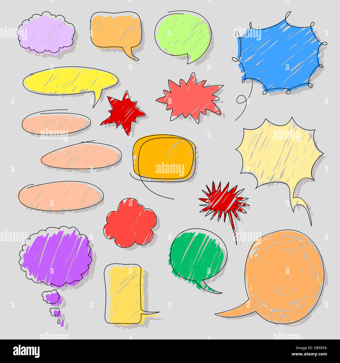 Set di simboli bolla fumetti Foto Stock
