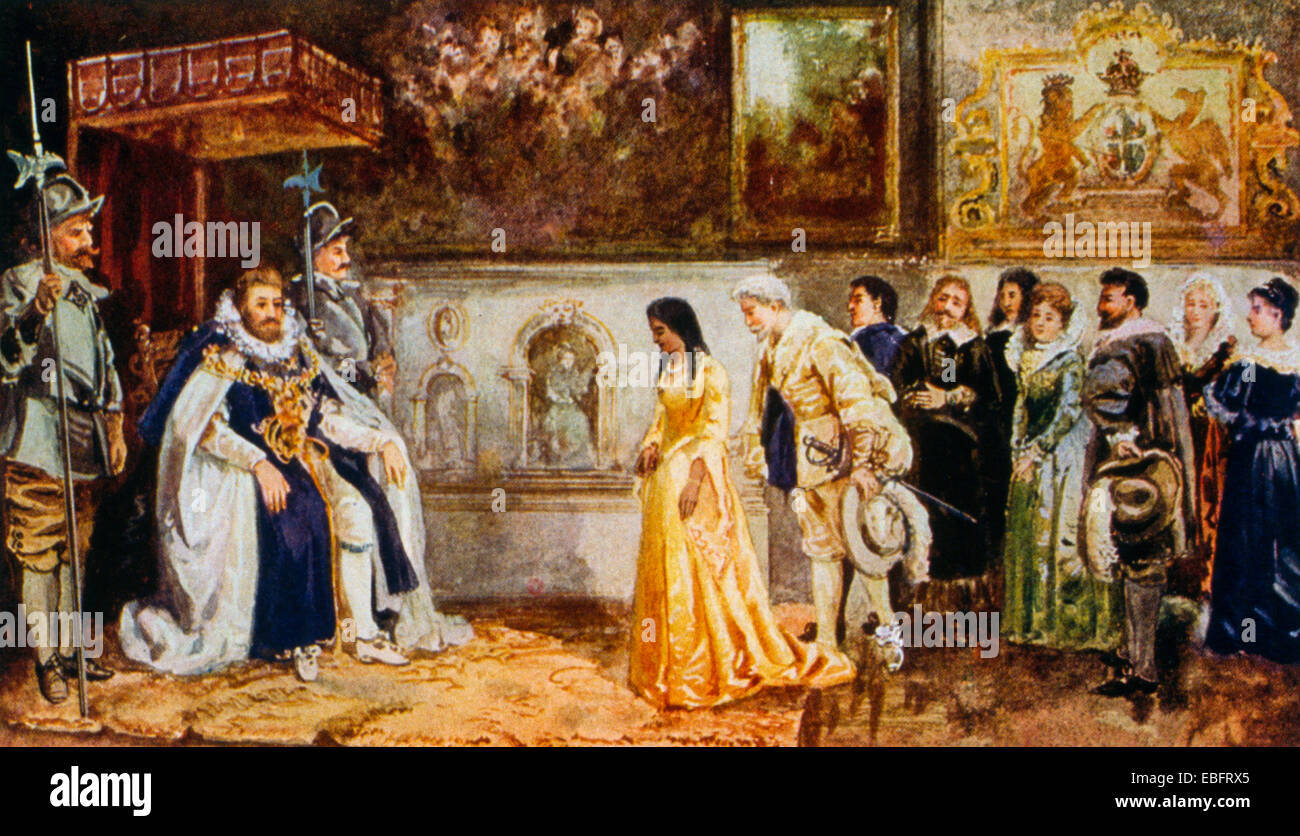 Pocahontas presso la corte del re James Foto Stock