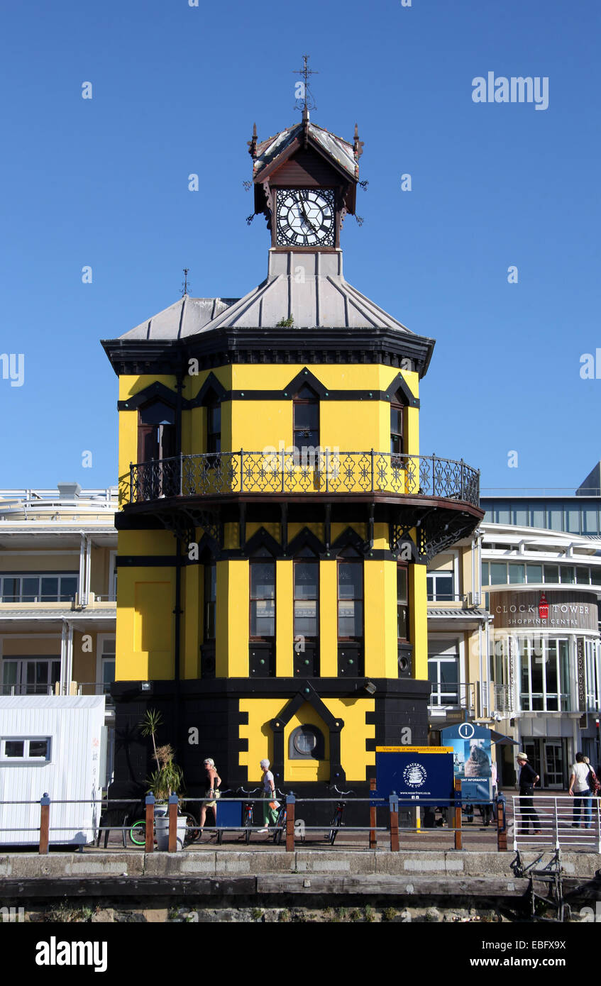 Famosa Torre dell'orologio sul lungomare a Città del Capo in Sud Africa Foto Stock